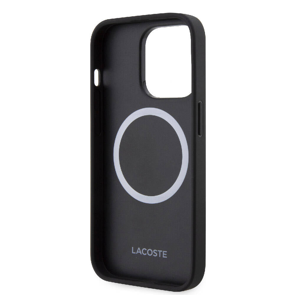 iPhone 15 Pro Kılıf Lacoste Orjinal Lisanslı M-safe Şarj Özellikli PU Deri Görünümlü Karışık Monogram Desenli Kapak