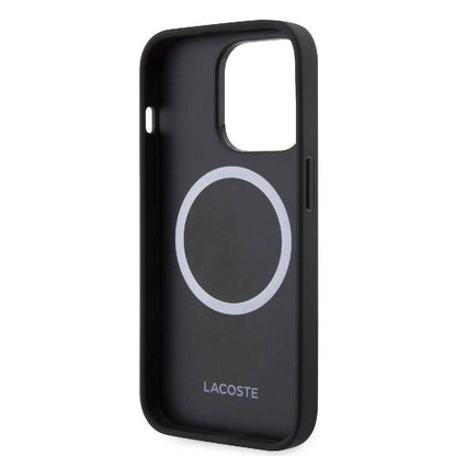 iPhone 15 Pro Kılıf Lacoste Orjinal Lisanslı M-safe Şarj Özellikli PU Deri Görünümlü Karışık Monogram Desenli Kapak