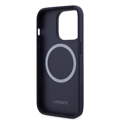 iPhone 15 Pro Kılıf Lacoste Orjinal Lisanslı M-safe Şarj Özellikli PU Deri Görünümlü Karışık Monogram Desenli Kapak