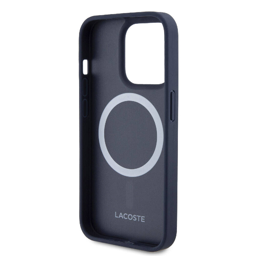 iPhone 15 Pro Kılıf Lacoste Orjinal Lisanslı M-safe Şarj Özellikli PU Deri Görünümlü Karışık Monogram Desenli Kapak