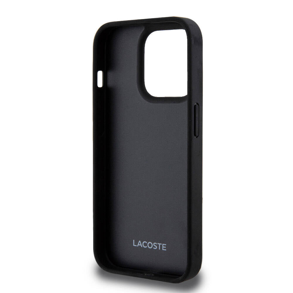 iPhone 15 Pro Kılıf Lacoste Orjinal Lisanslı M-safe Şarj Özellikli PU Deri Görünümlü Kartlıklı Karışık Monogram Desenli Kapak