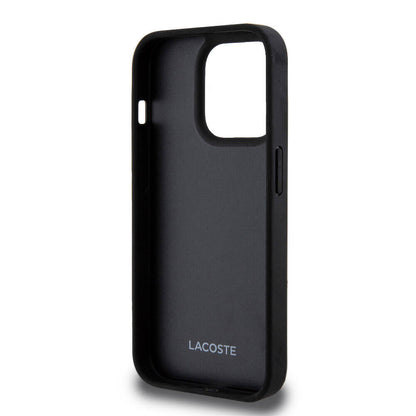 iPhone 15 Pro Kılıf Lacoste Orjinal Lisanslı M-safe Şarj Özellikli PU Deri Görünümlü Kartlıklı Karışık Monogram Desenli Kapak