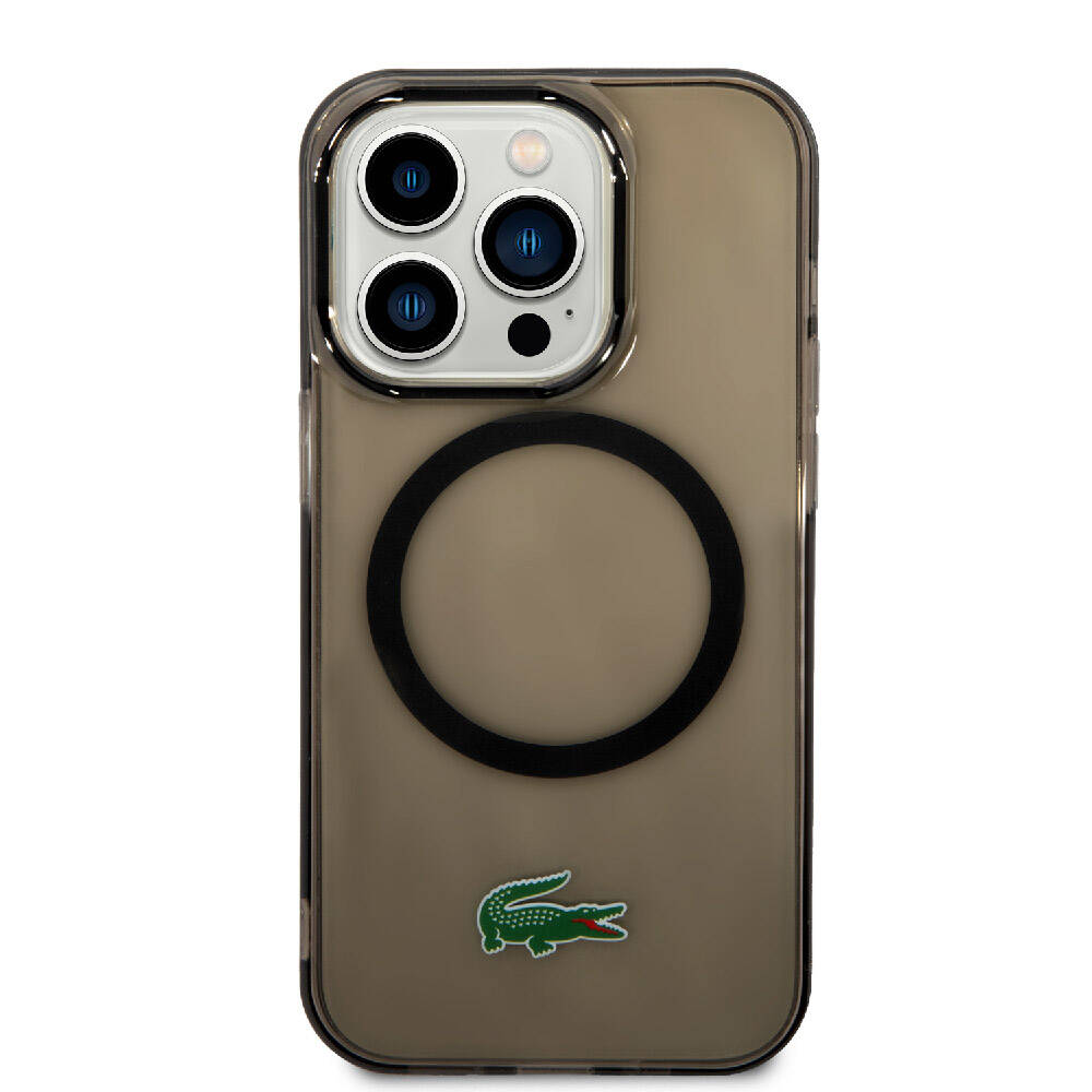 iPhone 15 Pro Kılıf Lacoste Orjinal Lisanslı M-safe Şarj Özellikli Transparan Timsah Logo Baskılı Kapak