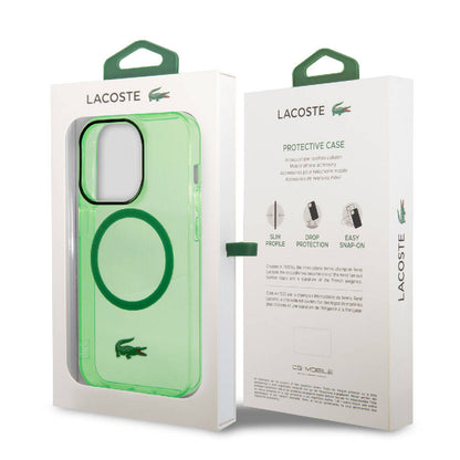 iPhone 15 Pro Kılıf Lacoste Orjinal Lisanslı M-safe Şarj Özellikli Transparan Timsah Logo Baskılı Kapak