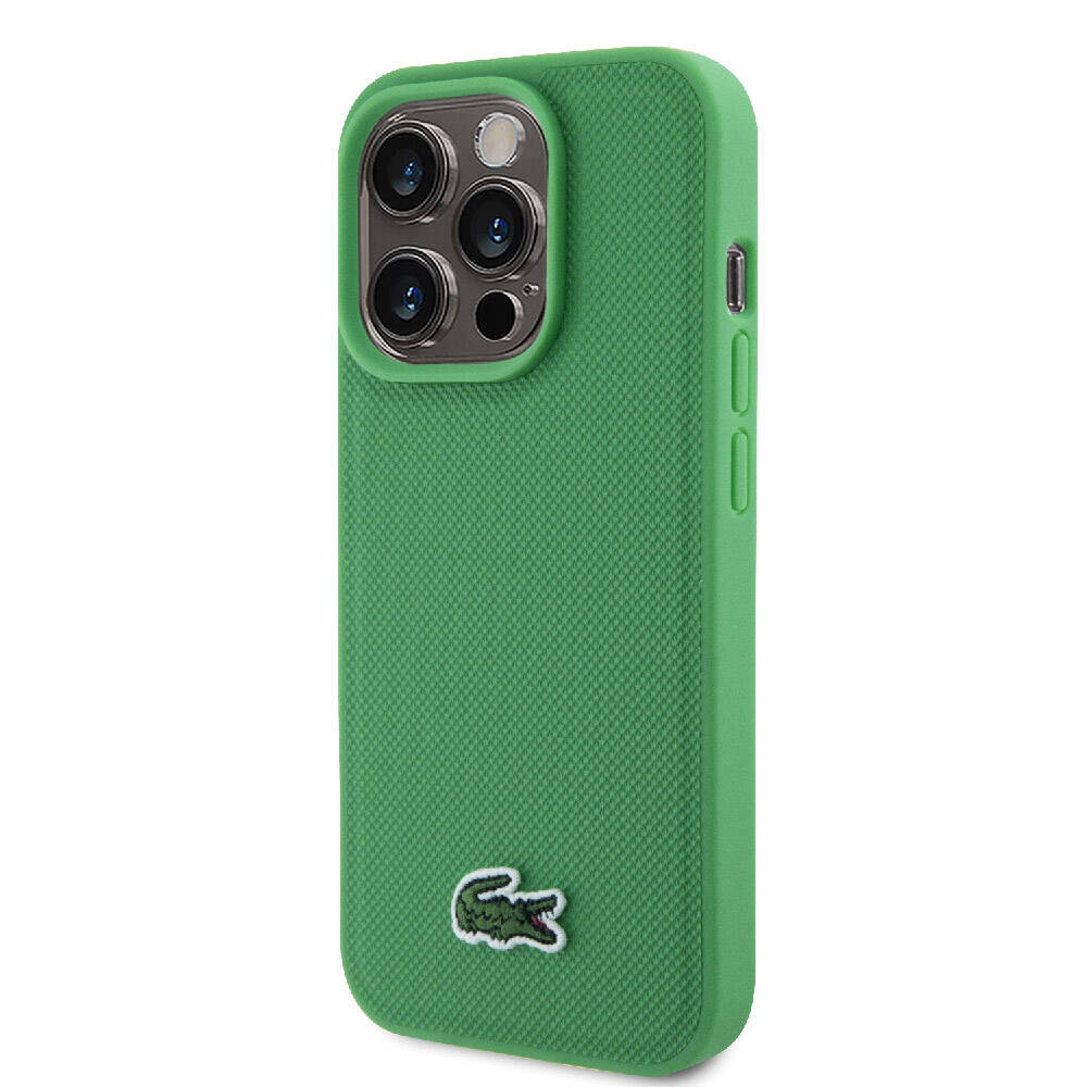 iPhone 15 Pro Kılıf Lacoste Orjinal Lisanslı PU Pike Desenli Arka Yüzey İkonik Timsah Dokuma Logolu Kapak