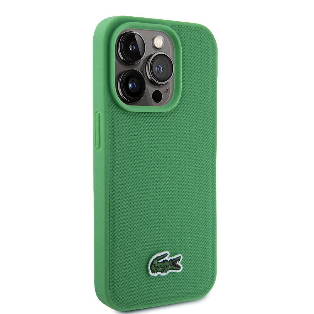 iPhone 15 Pro Kılıf Lacoste Orjinal Lisanslı PU Pike Desenli Arka Yüzey İkonik Timsah Dokuma Logolu Kapak