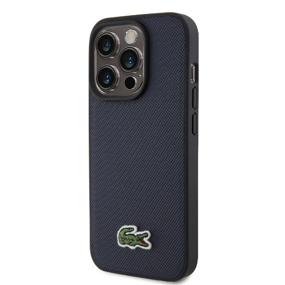 iPhone 15 Pro Kılıf Lacoste Orjinal Lisanslı PU Pike Desenli Arka Yüzey İkonik Timsah Dokuma Logolu Kapak