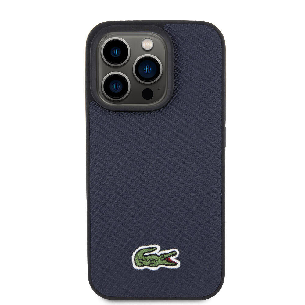 iPhone 15 Pro Kılıf Lacoste Orjinal Lisanslı PU Pike Desenli Arka Yüzey İkonik Timsah Dokuma Logolu Kapak