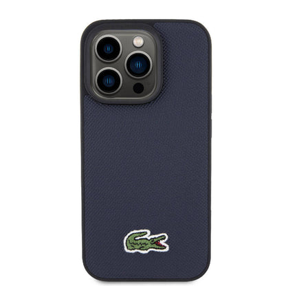 iPhone 15 Pro Kılıf Lacoste Orjinal Lisanslı PU Pike Desenli Arka Yüzey İkonik Timsah Dokuma Logolu Kapak
