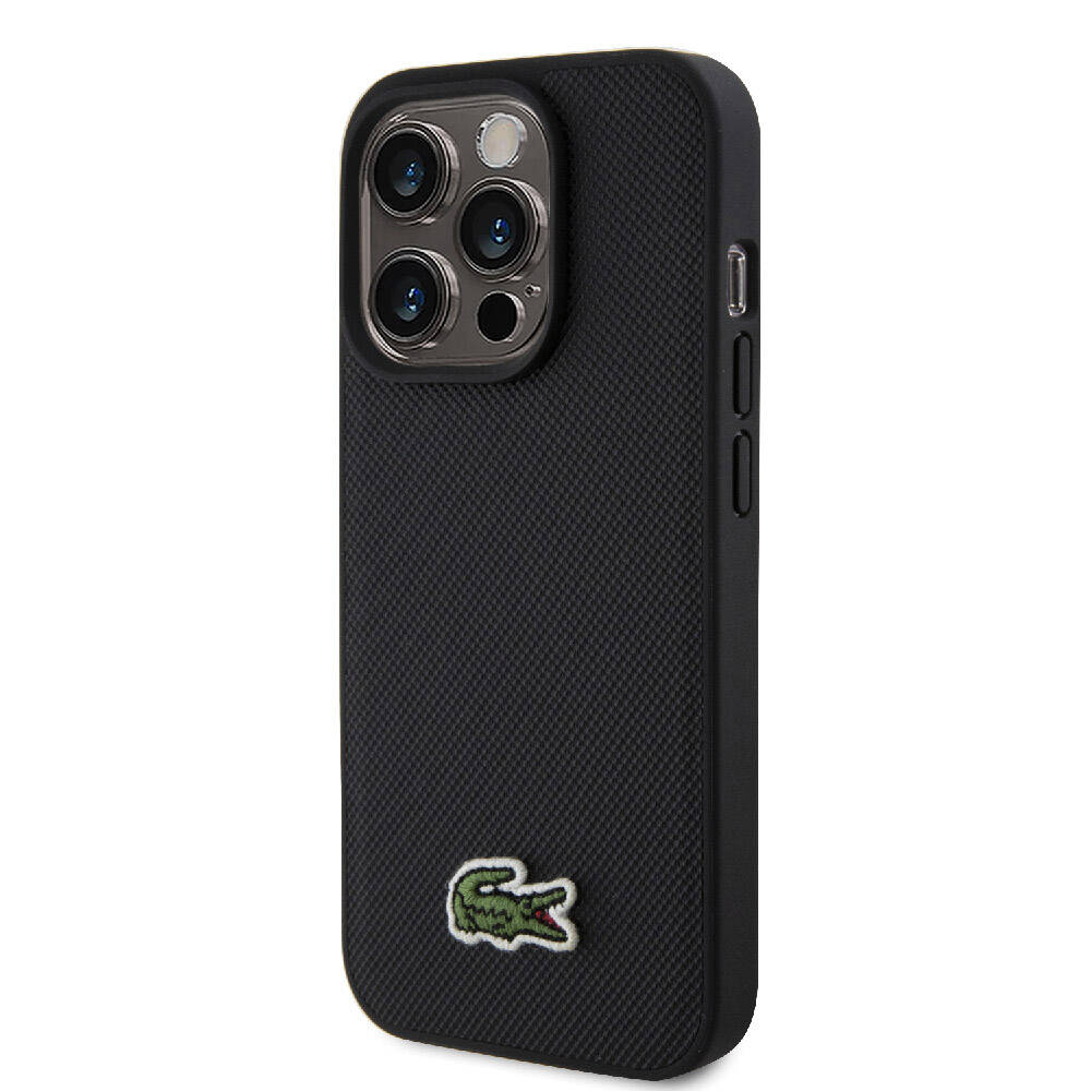 iPhone 15 Pro Kılıf Lacoste Orjinal Lisanslı PU Pike Desenli Arka Yüzey İkonik Timsah Dokuma Logolu Kapak