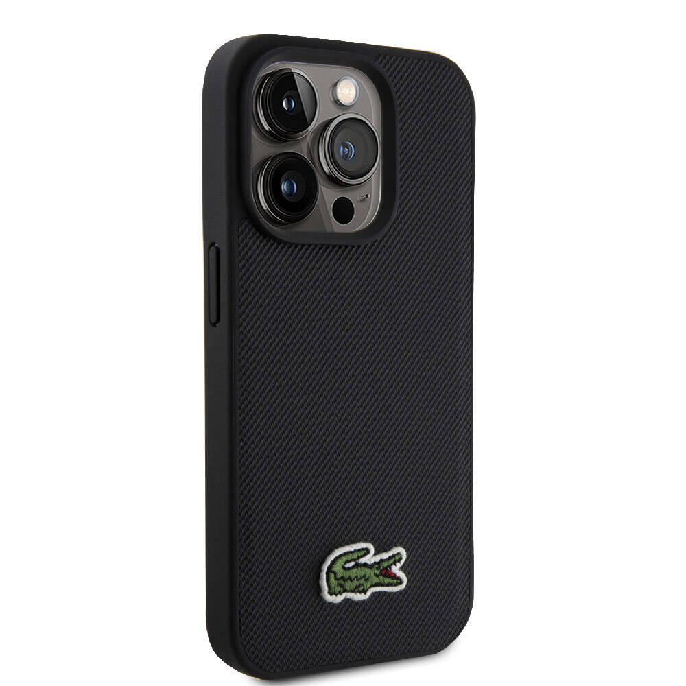 iPhone 15 Pro Kılıf Lacoste Orjinal Lisanslı PU Pike Desenli Arka Yüzey İkonik Timsah Dokuma Logolu Kapak