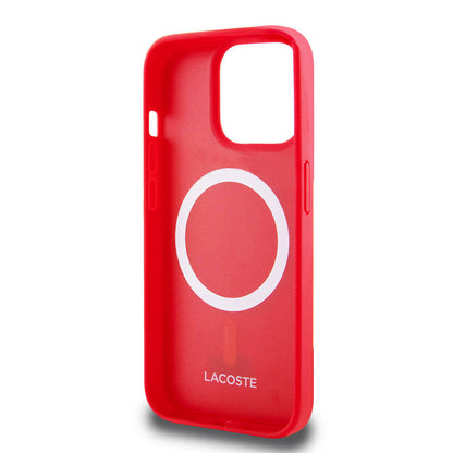 iPhone 15 Pro Kılıf Lacoste Orjinal Lisanslı PU Pike Desenli Arka Yüzey İkonik Timsah Dokuma Logolu Kapak