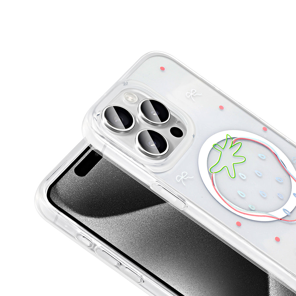 Apple iPhone 15 Pro Kılıf M-Safe Şarj Özellikli Şeffaf Zore Folk Sert Kapak