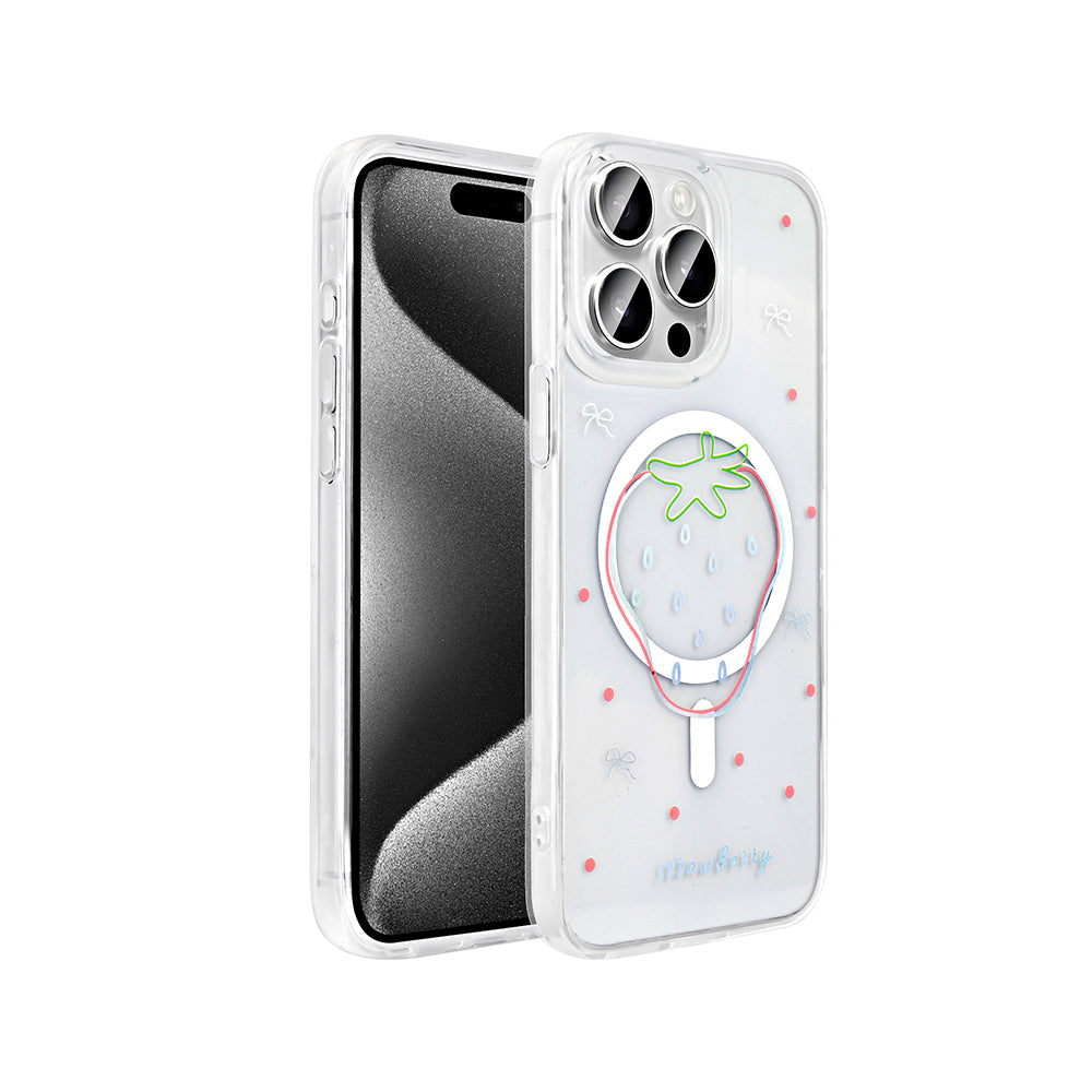 Apple iPhone 15 Pro Kılıf M-Safe Şarj Özellikli Şeffaf Zore Folk Sert Kapak