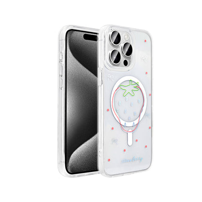 Apple iPhone 15 Pro Kılıf M-Safe Şarj Özellikli Şeffaf Zore Folk Sert Kapak
