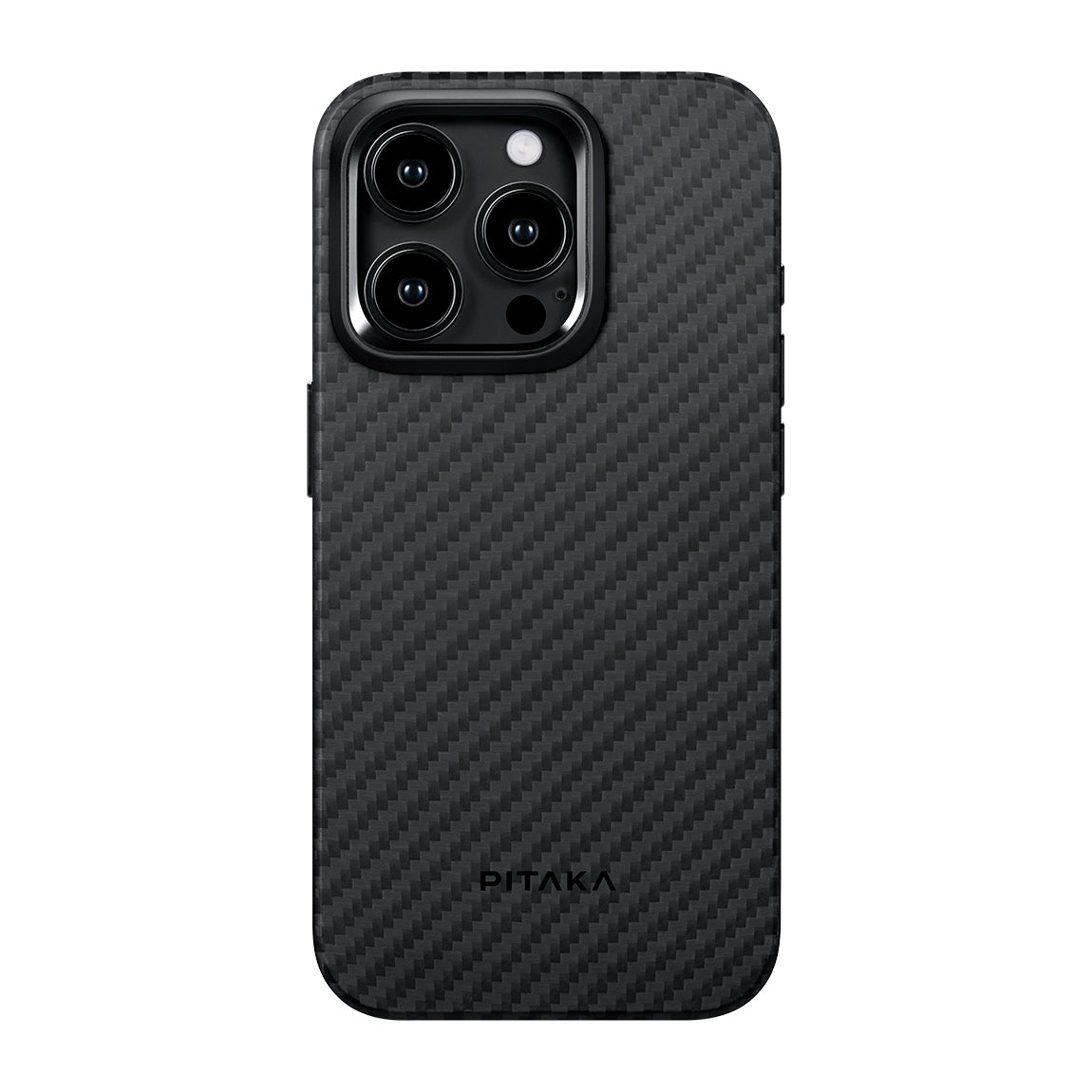 iPhone 15 Pro Kılıf M-safe Şarj Özellikli 1500D Aramid Fiber Pitaka Military-Grade Classic Serisi Black-Grey Twill Kapak