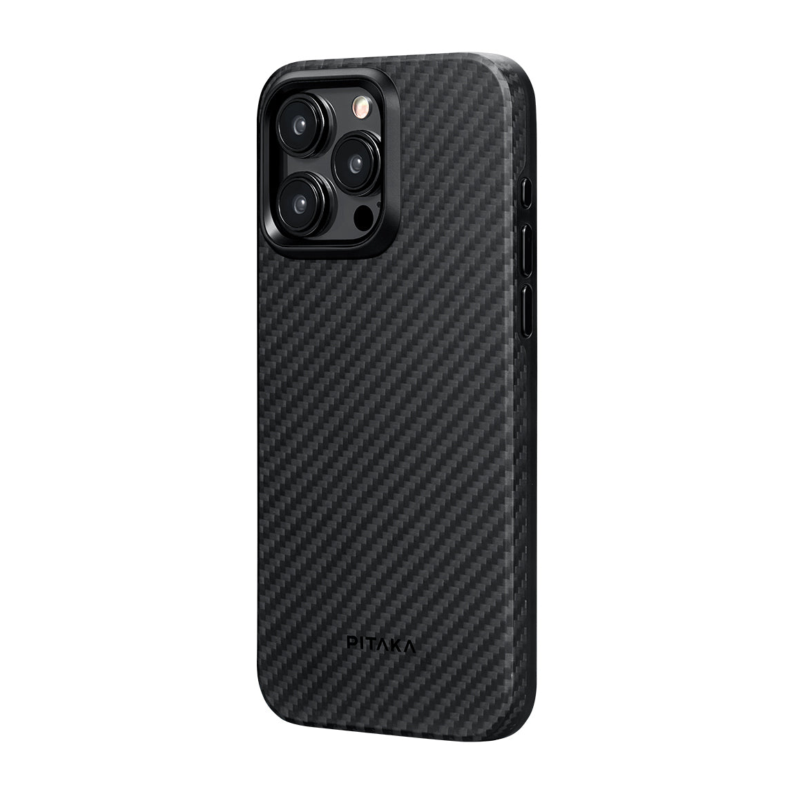 iPhone 15 Pro Kılıf M-safe Şarj Özellikli 1500D Aramid Fiber Pitaka Military-Grade Classic Serisi Black-Grey Twill Kapak