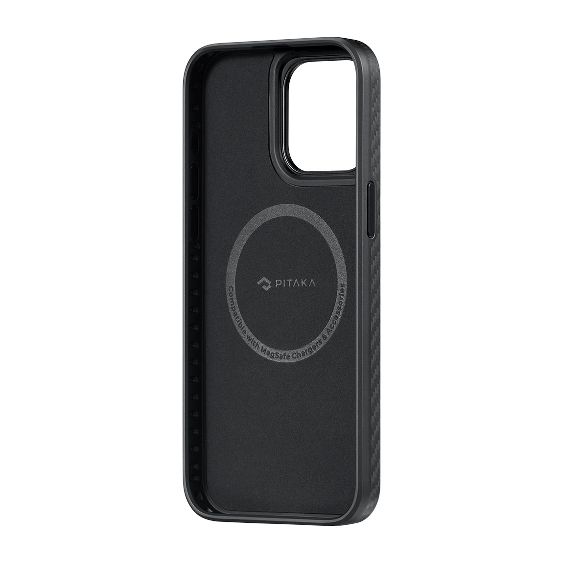 iPhone 15 Pro Kılıf M-safe Şarj Özellikli 1500D Aramid Fiber Pitaka Military-Grade Classic Serisi Black-Grey Twill Kapak