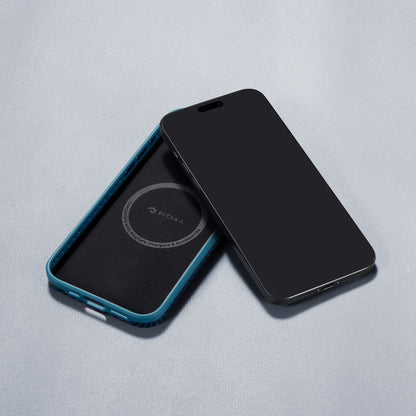 iPhone 15 Pro Kılıf M-safe Şarj Özellikli 1500D Aramid Fiber Pitaka Military-Grade Classic Serisi Black-Grey Twill Kapak