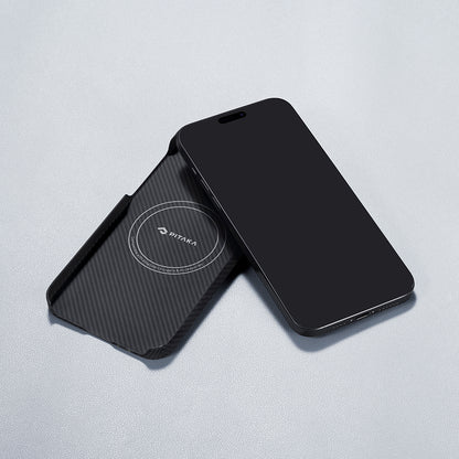 iPhone 15 Pro Kılıf M-safe Şarj Özellikli 600D Aramid Fiber Pitaka Tactile Woven Orchestra Serisi Rhapsody Kapak