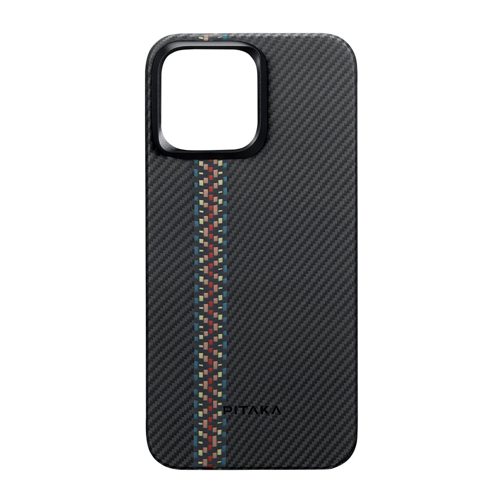iPhone 15 Pro Kılıf M-safe Şarj Özellikli 600D Aramid Fiber Pitaka Tactile Woven Orchestra Serisi Rhapsody Kapak