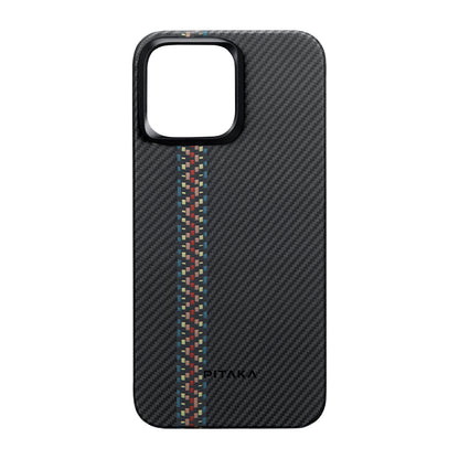 iPhone 15 Pro Kılıf M-safe Şarj Özellikli 600D Aramid Fiber Pitaka Tactile Woven Orchestra Serisi Rhapsody Kapak