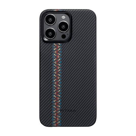 iPhone 15 Pro Kılıf M-safe Şarj Özellikli 600D Aramid Fiber Pitaka Tactile Woven Orchestra Serisi Rhapsody Kapak