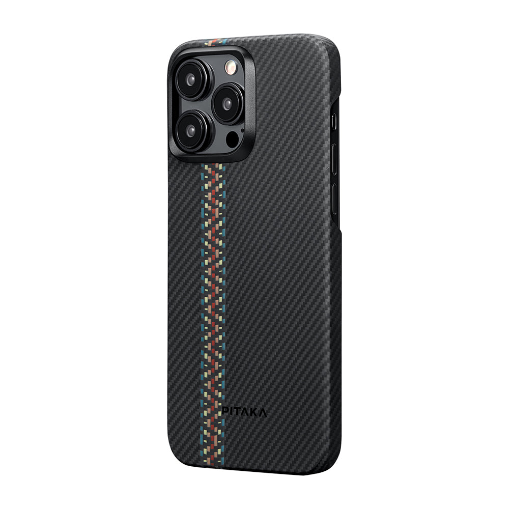 iPhone 15 Pro Kılıf M-safe Şarj Özellikli 600D Aramid Fiber Pitaka Tactile Woven Orchestra Serisi Rhapsody Kapak