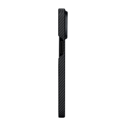 iPhone 15 Pro Kılıf M-safe Şarj Özellikli 600D Aramid Fiber Pitaka Ultra-Slim Classic Serisi Black-Grey Twill Kapak