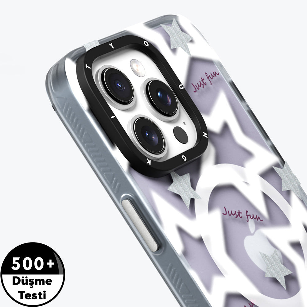 iPhone 15 Pro Kılıf M-safe Şarj Özellikli Airbagli Çift Katmanlı Youngkit Star&Butterfly Serisi Kapak