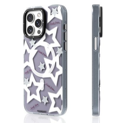 iPhone 15 Pro Kılıf M-safe Şarj Özellikli Airbagli Çift Katmanlı Youngkit Star&Butterfly Serisi Kapak