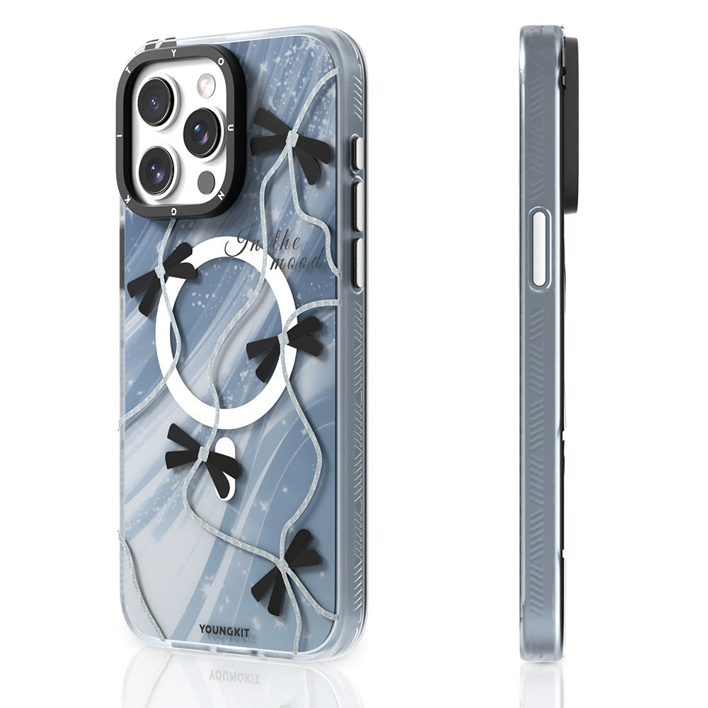 iPhone 15 Pro Kılıf M-safe Şarj Özellikli Airbagli Çift Katmanlı Youngkit Star&Butterfly Serisi Kapak