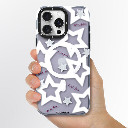 iPhone 15 Pro Kılıf M-safe Şarj Özellikli Airbagli Çift Katmanlı Youngkit Star&Butterfly Serisi Kapak