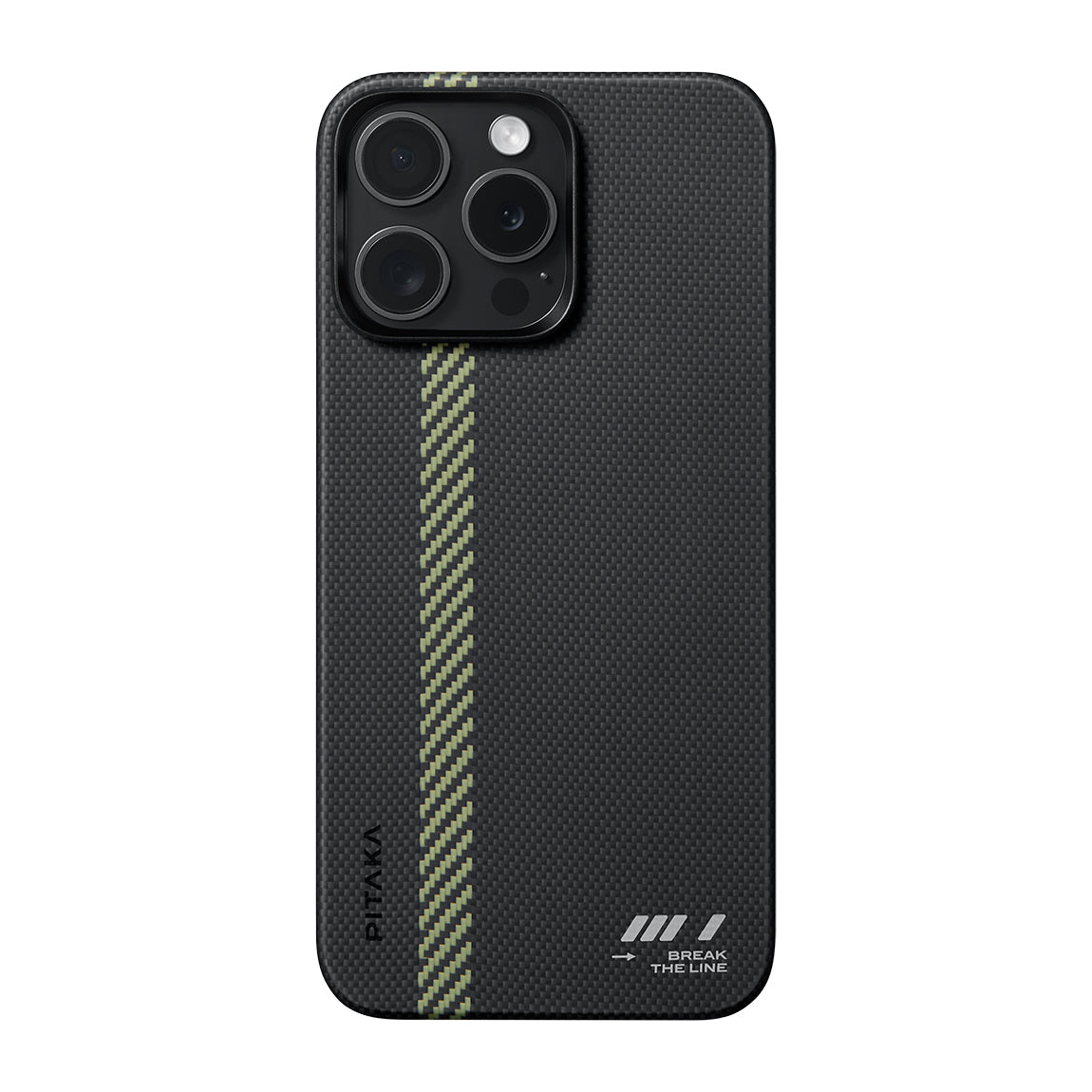 iPhone 15 Pro Kılıf M-safe Şarj Özellikli Aramid Fiber Pitaka Tactile Woven Break The Line Kapak