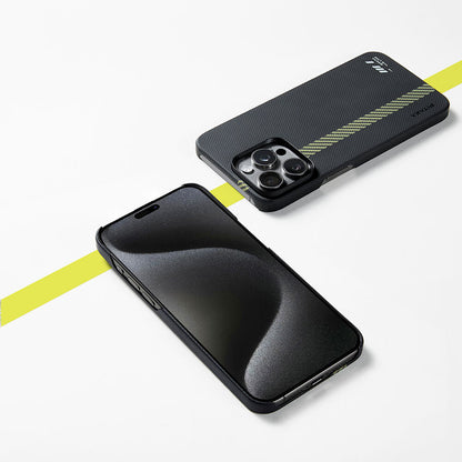 iPhone 15 Pro Kılıf M-safe Şarj Özellikli Aramid Fiber Pitaka Tactile Woven Break The Line Kapak