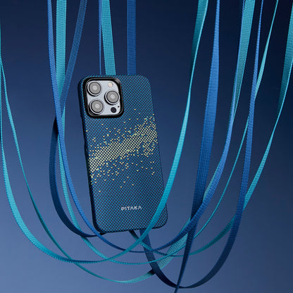 iPhone 15 Pro Kılıf M-safe Şarj Özellikli Aramid Fiber Pitaka Tactile Woven Starpeak Serisi Milky Way Galaxy Kapak