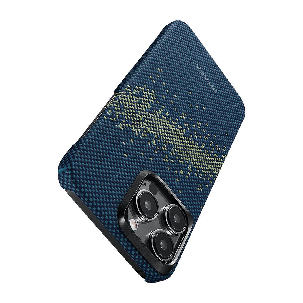 iPhone 15 Pro Kılıf M-safe Şarj Özellikli Aramid Fiber Pitaka Tactile Woven Starpeak Serisi Milky Way Galaxy Kapak