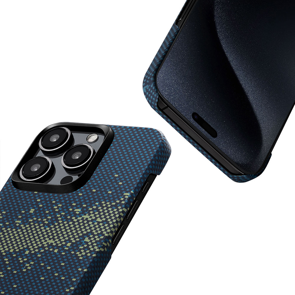 iPhone 15 Pro Kılıf M-safe Şarj Özellikli Aramid Fiber Pitaka Tactile Woven Starpeak Serisi Milky Way Galaxy Kapak
