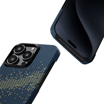 iPhone 15 Pro Kılıf M-safe Şarj Özellikli Aramid Fiber Pitaka Tactile Woven Starpeak Serisi Milky Way Galaxy Kapak