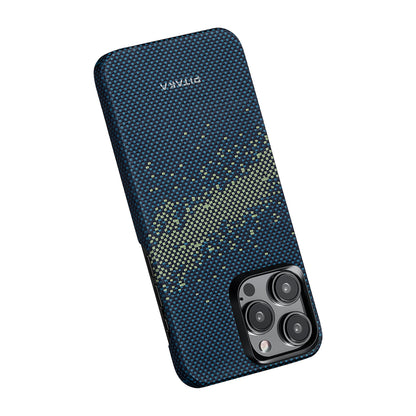 iPhone 15 Pro Kılıf M-safe Şarj Özellikli Aramid Fiber Pitaka Tactile Woven Starpeak Serisi Milky Way Galaxy Kapak