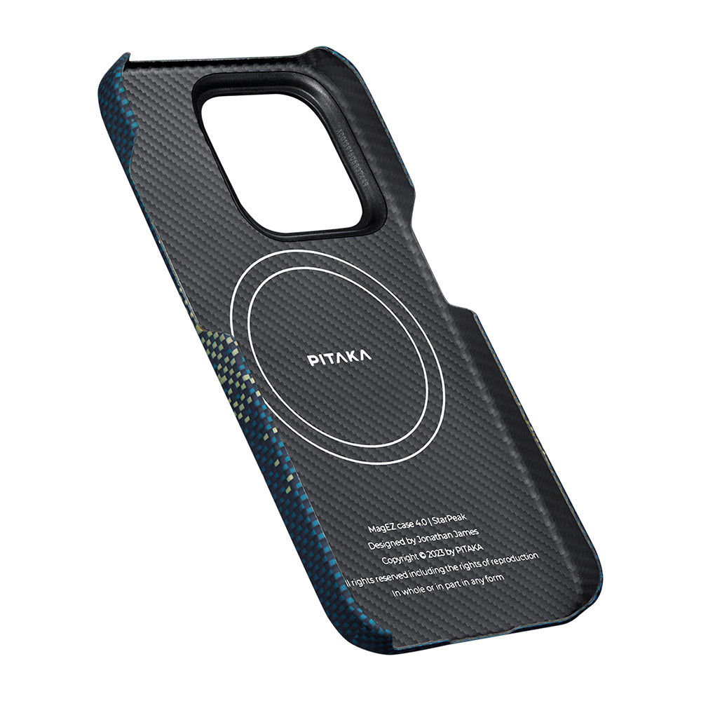 iPhone 15 Pro Kılıf M-safe Şarj Özellikli Aramid Fiber Pitaka Tactile Woven Starpeak Serisi Milky Way Galaxy Kapak