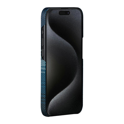 iPhone 15 Pro Kılıf M-safe Şarj Özellikli Aramid Fiber Pitaka Tactile Woven Sunset-Moonrise Serisi Moonrise Kapak