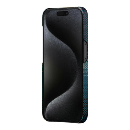 iPhone 15 Pro Kılıf M-safe Şarj Özellikli Aramid Fiber Pitaka Tactile Woven Sunset-Moonrise Serisi Moonrise Kapak