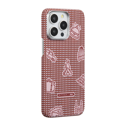 iPhone 15 Pro Kılıf M-safe Şarj Özellikli Awa Tasarımlı 1500D Aramid Fiber Pitaka Ultra-Slim Classic Serisi Bonfire Kapak