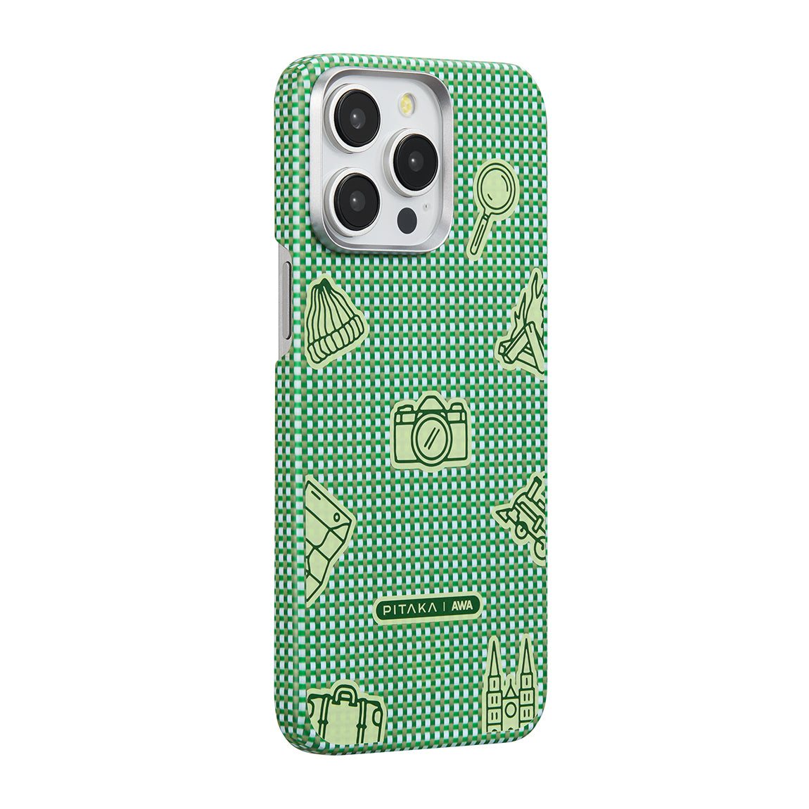 iPhone 15 Pro Kılıf M-safe Şarj Özellikli Awa Tasarımlı 1500D Aramid Fiber Pitaka Ultra-Slim Classic Serisi Forest Kapak