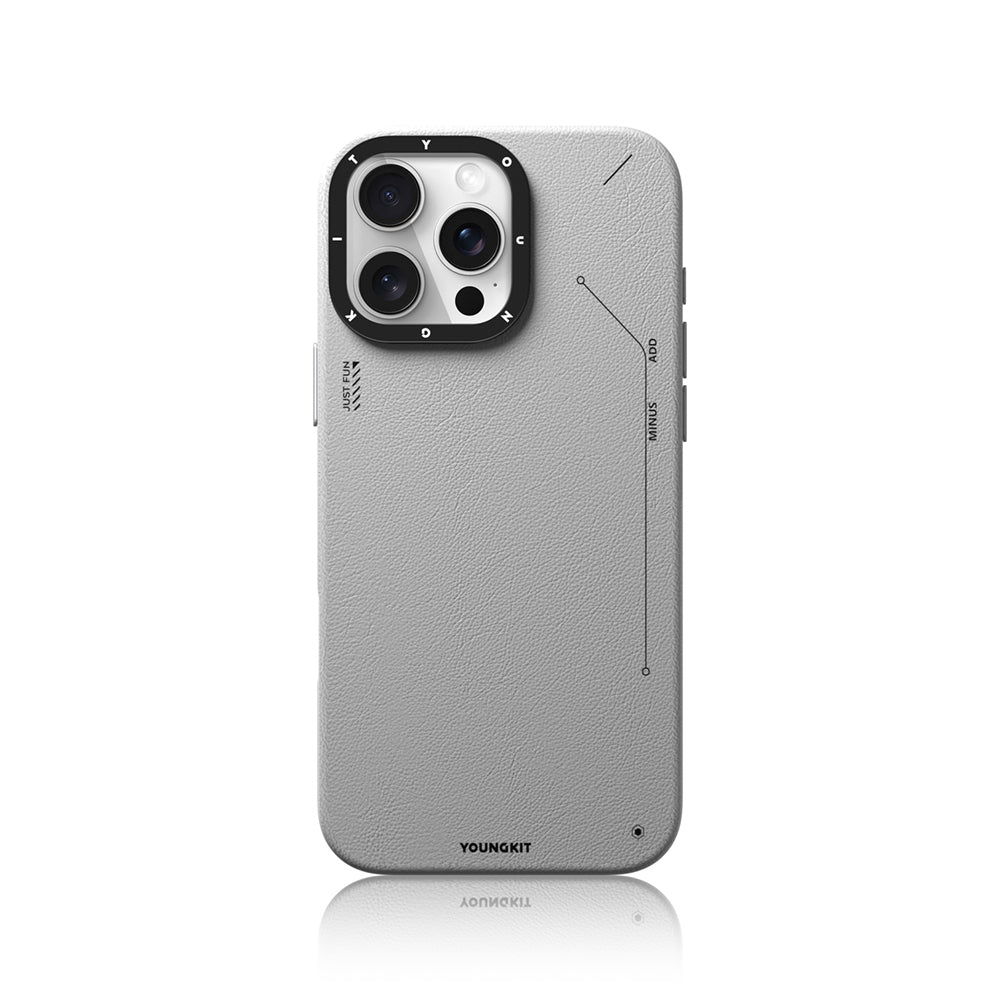 iPhone 15 Pro Kılıf M-safe Şarj Özellikli Basit Mat Deri Desenli Youngkit Tech Fashion Serisi Kapak