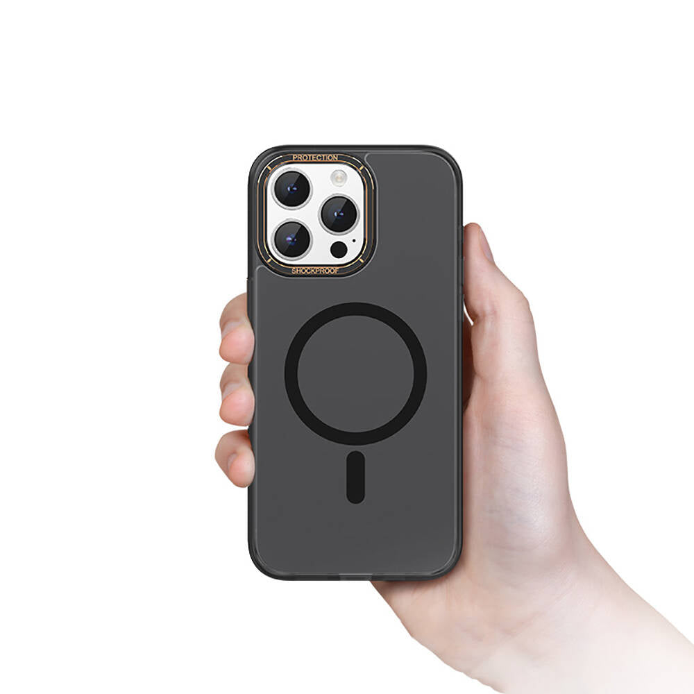iPhone 15 Pro Kılıf M-safe Şarj Özellikli Cam Arka Yüzey Recci Michelin Serisi Kapak