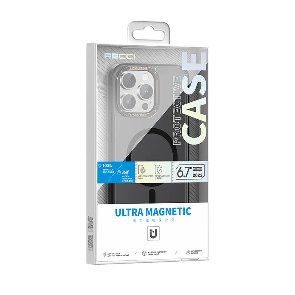 iPhone 15 Pro Kılıf M-safe Şarj Özellikli Cam Arka Yüzey Recci Michelin Serisi Kapak