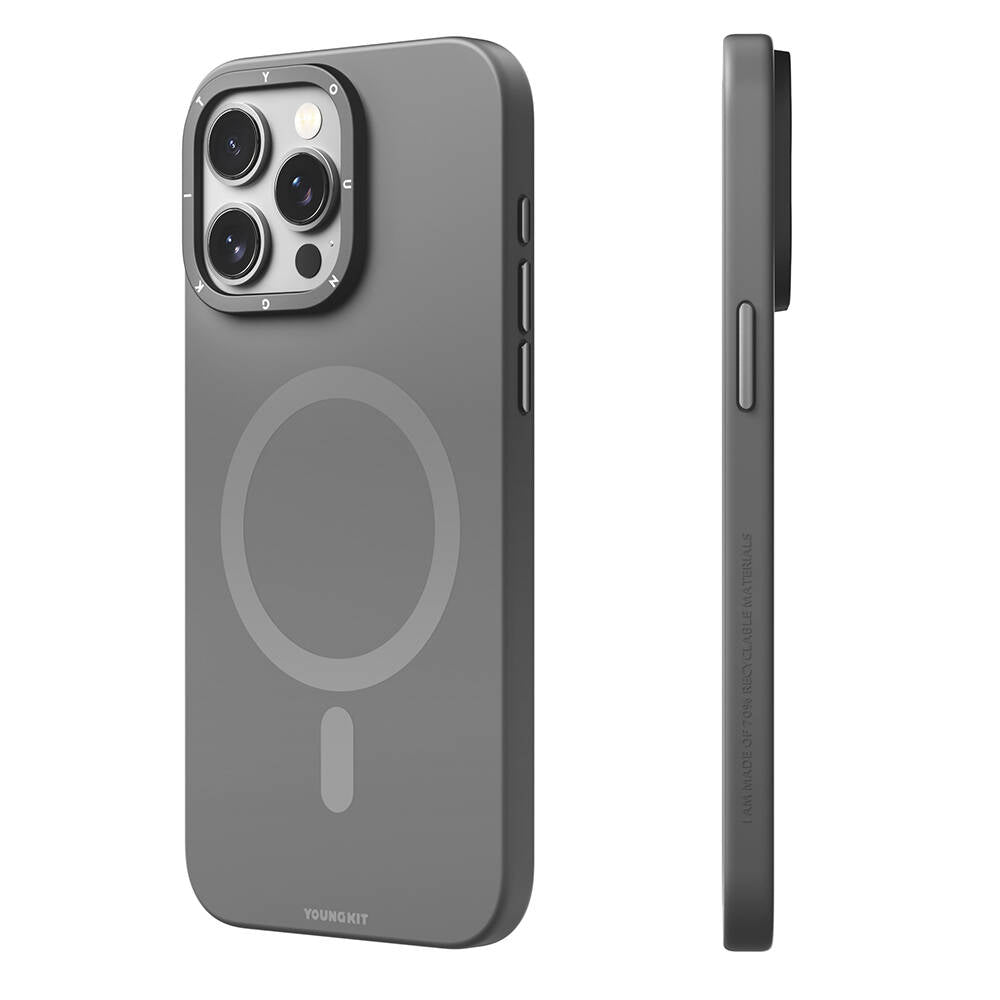 iPhone 15 Pro Kılıf M-safe Şarj Özellikli Çizilmeye ve Aşınmaya Dayanıklı Youngkit Velvet Serisi Kapak