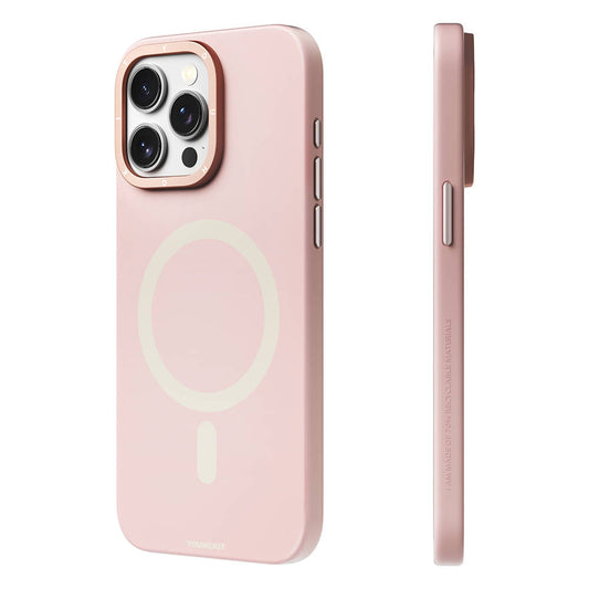 iPhone 15 Pro Kılıf M-safe Şarj Özellikli Çizilmeye ve Aşınmaya Dayanıklı Youngkit Velvet Serisi Kapak